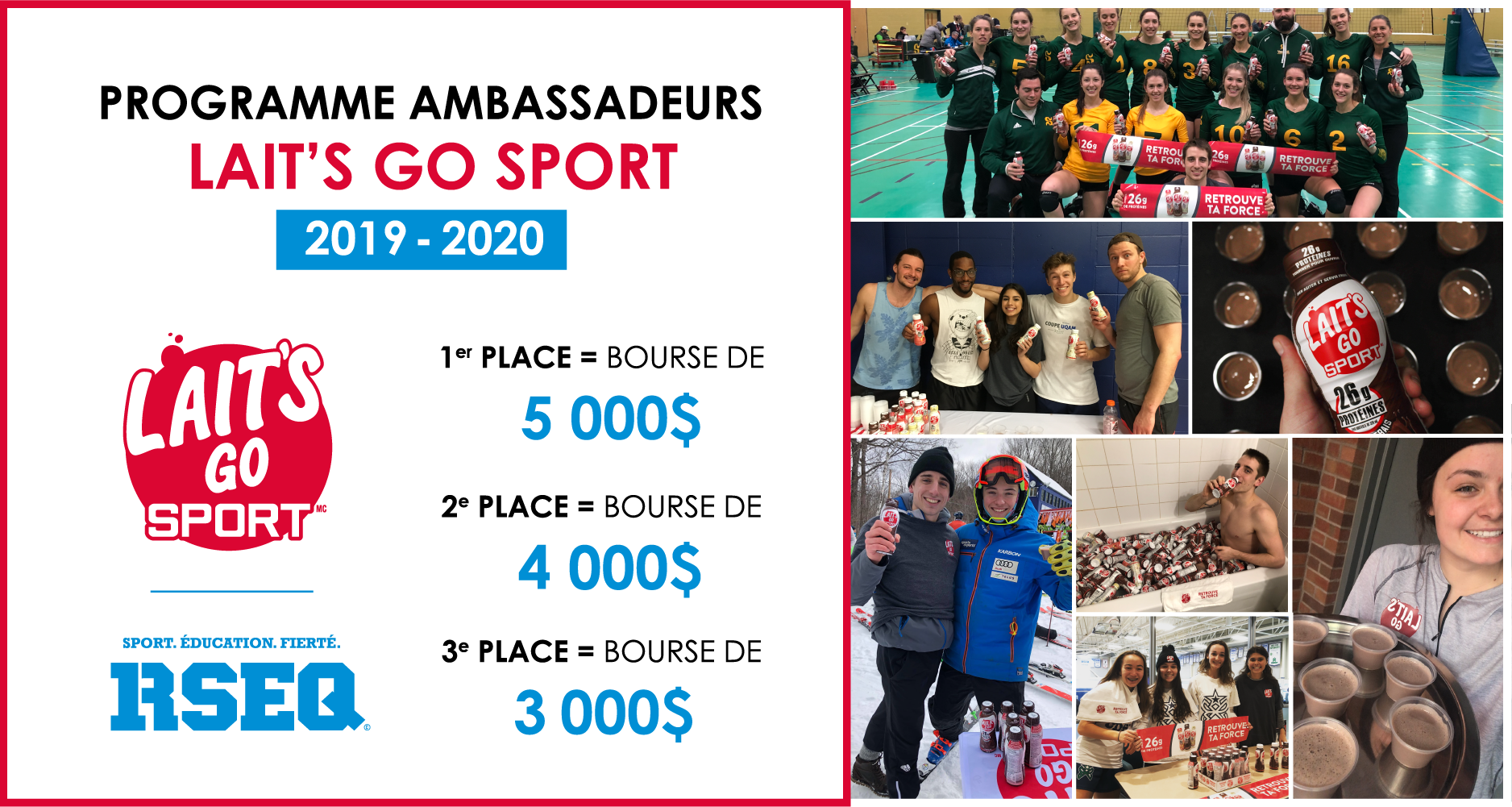 RSEQ - Lait's Go Sport : Programme d'ambassadeurs étudiants-athlètes universitaires 2019-2020